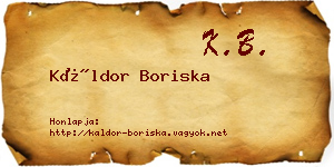 Káldor Boriska névjegykártya